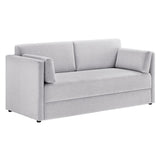 Linden Newsprint Upholstered Heathered Chenille Sofa - Ornate Home