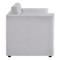 Linden Newsprint Upholstered Heathered Chenille Sofa - Ornate Home