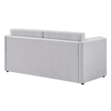 Linden Newsprint Upholstered Heathered Chenille Sofa - Ornate Home