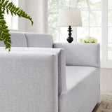 Linden Newsprint Upholstered Heathered Chenille Sofa - Ornate Home