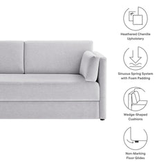 Linden Newsprint Upholstered Heathered Chenille Sofa - Ornate Home