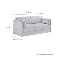 Linden Newsprint Upholstered Heathered Chenille Sofa - Ornate Home