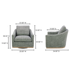 Linden Slated Moss Swivel Chair - Ornate Home