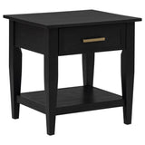 Lindenton Black 1-drawer Wood Occasional Side End Table - Ornate Home