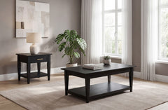 Lindenton Black 2-piece Wood Lift-Top Coffee and End Table Set - Ornate Home