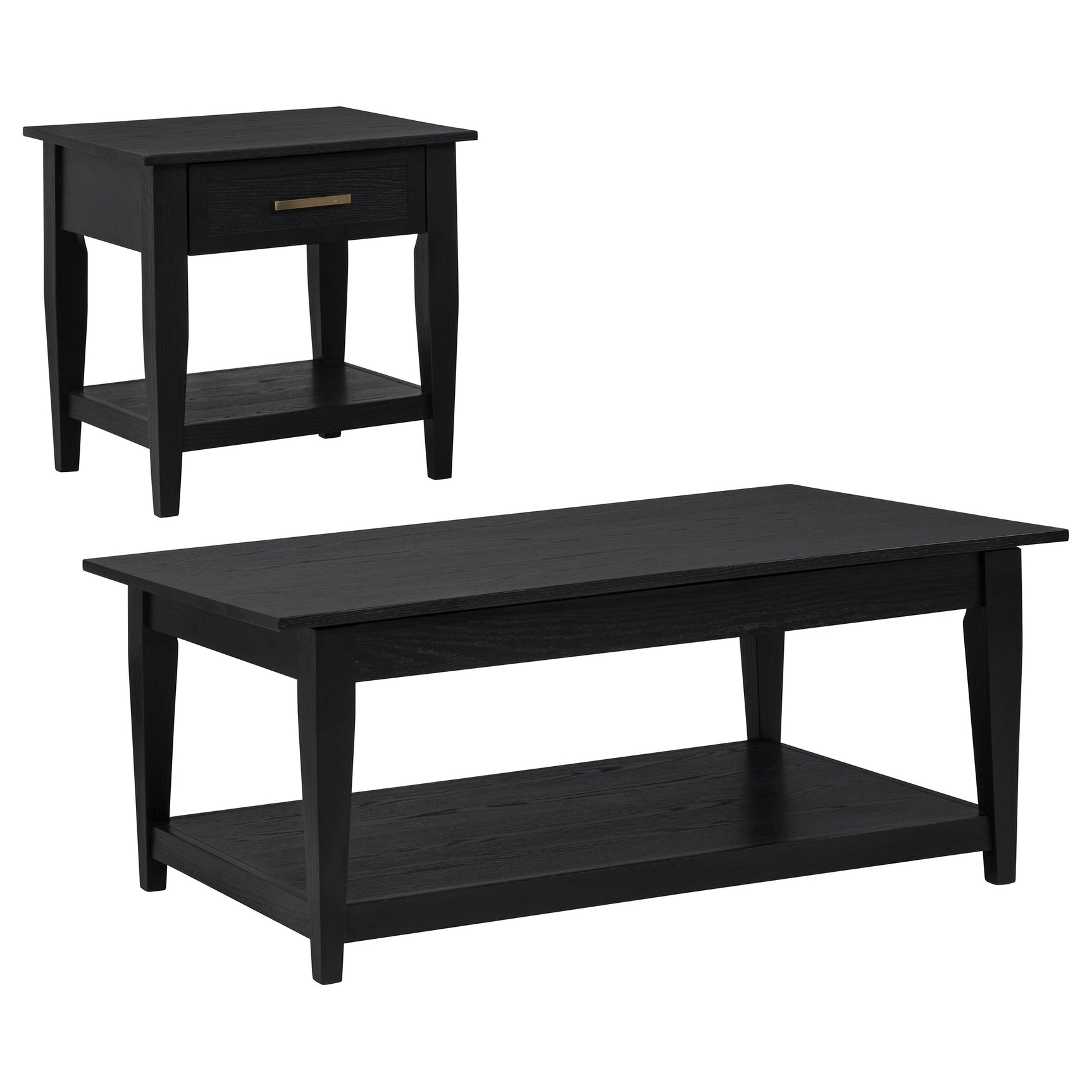 Lindenton Black 2-piece Wood Lift-Top Coffee and End Table Set - Ornate Home