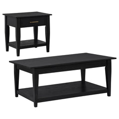 Lindenton Black 2-piece Wood Lift-Top Coffee and End Table Set - Ornate Home