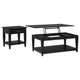 Lindenton Black 2-piece Wood Lift-Top Coffee and End Table Set - Ornate Home