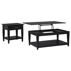 Lindenton Black 2-piece Wood Lift-Top Coffee and End Table Set - Ornate Home