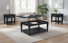 Lindenton Black 3-piece Wood Lift-Top Coffee and End Table Set - Ornate Home