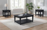 Lindenton Black 3-piece Wood Lift-Top Coffee and End Table Set - Ornate Home