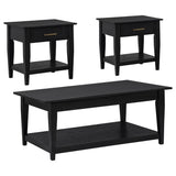 Lindenton Black 3-piece Wood Lift-Top Coffee and End Table Set - Ornate Home