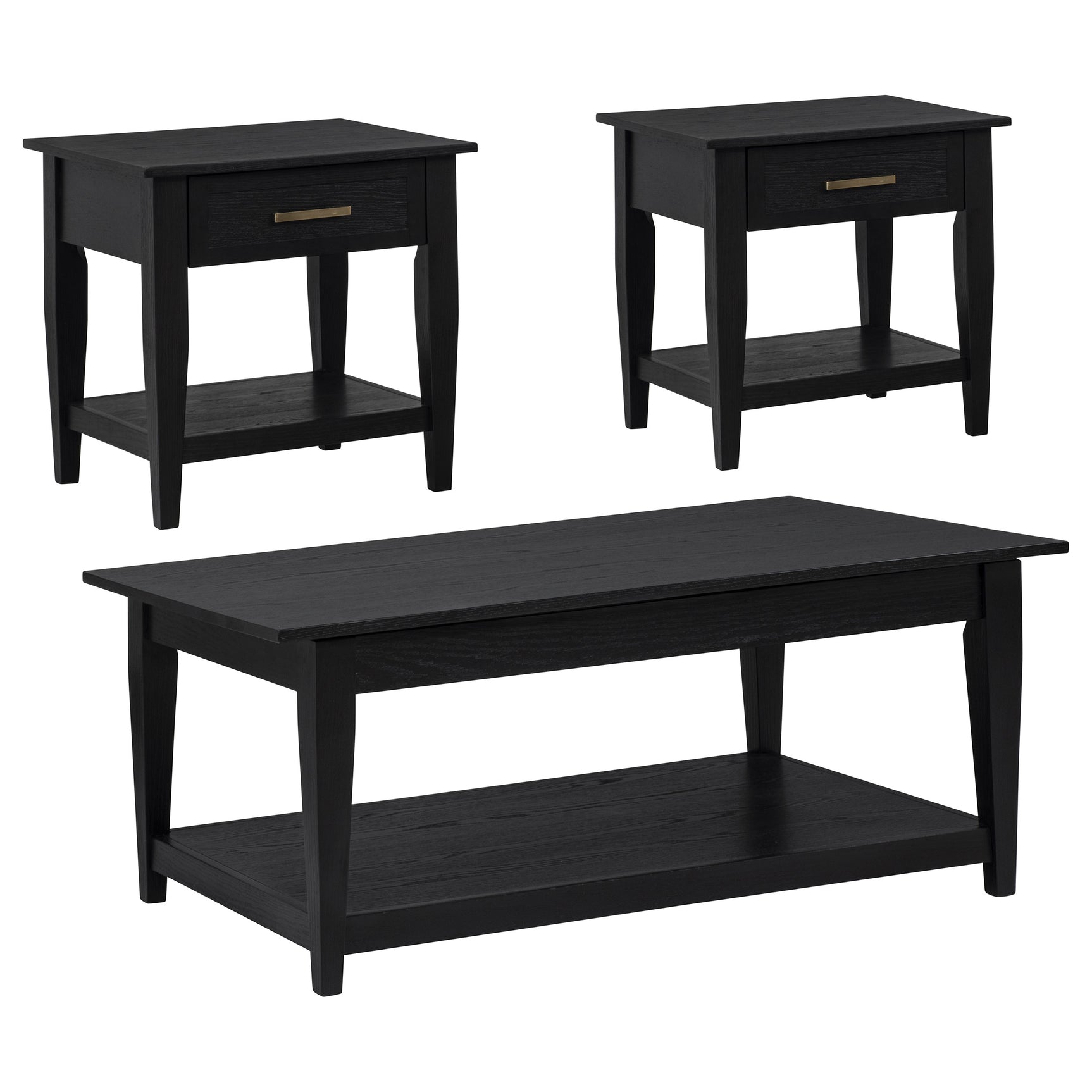 Lindenton Black 3-piece Wood Lift-Top Coffee and End Table Set - Ornate Home