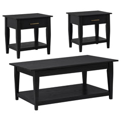 Lindenton Black 3-piece Wood Lift-Top Coffee and End Table Set - Ornate Home