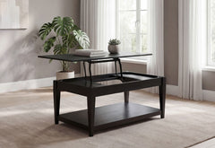 Lindenton Black Lift-Top Occasional Cocktail Coffee Table - Ornate Home