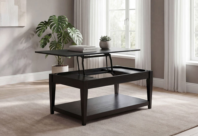 Lindenton Black Lift-Top Occasional Cocktail Coffee Table - Ornate Home