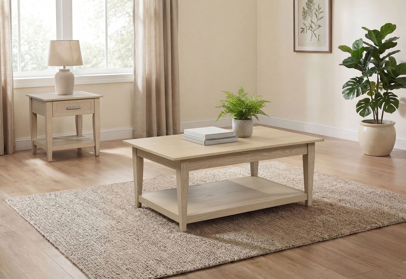Lindenton Blonde 2-piece Wood Lift-Top Coffee and End Table Set - Ornate Home