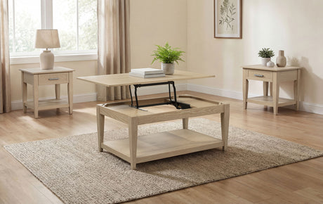 Lindenton Blonde 3-piece Wood Lift-Top Coffee and End Table Set - Ornate Home