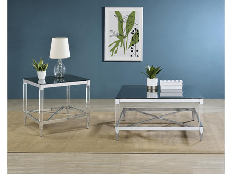 Lindley Chrome 2-piece Square Coffee and End Table Set - Ornate Home