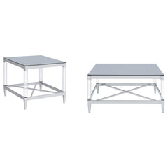 Lindley Chrome 2-piece Square Coffee and End Table Set - Ornate Home