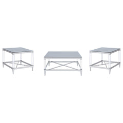 Lindley Chrome 3-piece Square Coffee and End Table Set - Ornate Home