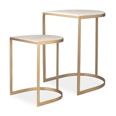 Lindon Gold Travertine Nesting Tables (Set of 2) - Ornate Home