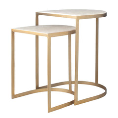 Lindon Gold Travertine Nesting Tables (Set of 2) - Ornate Home