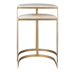 Lindon Gold Travertine Nesting Tables (Set of 2) - Ornate Home