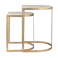 Lindon Gold Travertine Nesting Tables (Set of 2) - Ornate Home