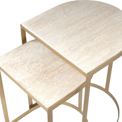 Lindon Gold Travertine Nesting Tables (Set of 2) - Ornate Home