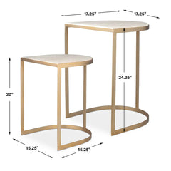 Lindon Gold Travertine Nesting Tables (Set of 2) - Ornate Home