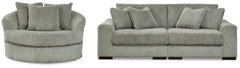 Lindyn Fog 2-Piece Sectional Sofa and Oversized Swivel Accent Chair - Ornate Home
