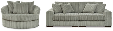 Lindyn Fog 2-Piece Sectional Sofa and Oversized Swivel Accent Chair - Ornate Home