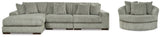 Lindyn Fog 3-Piece Sectional and Oversized Swivel Accent Chair (Online Special Price) - Ornate Home