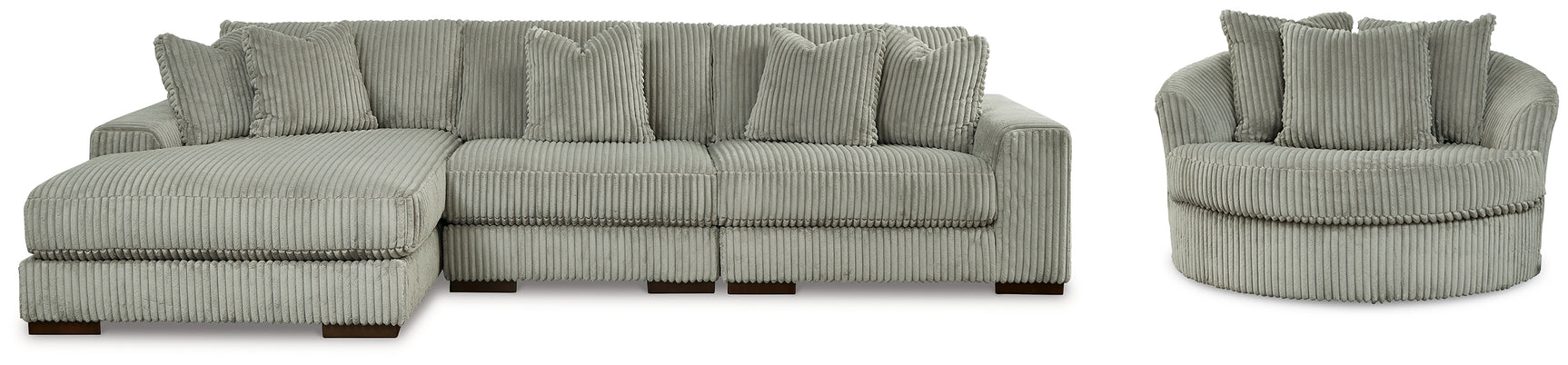 Lindyn Fog 3-Piece Sectional and Oversized Swivel Accent Chair (Online Special Price) - Ornate Home