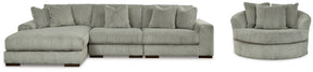 Lindyn Fog 3-Piece Sectional and Oversized Swivel Accent Chair (Online Special Price) - Ornate Home