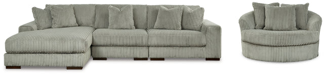 Lindyn Fog 3-Piece Sectional and Oversized Swivel Accent Chair (Online Special Price) - Ornate Home