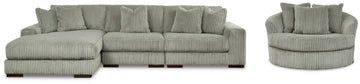 Lindyn Fog 3-Piece Sectional and Oversized Swivel Accent Chair - Ornate Home