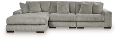 Lindyn Fog 3-Piece Sectional and Oversized Swivel Accent Chair - Ornate Home
