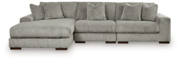 Lindyn Fog 3-Piece Sectional and Oversized Swivel Accent Chair - Ornate Home