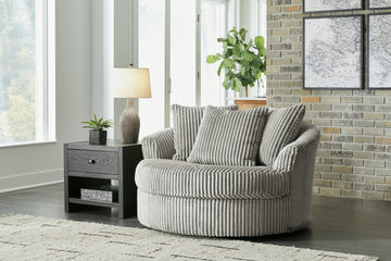 Lindyn Fog 3-Piece Sectional and Oversized Swivel Accent Chair - Ornate Home