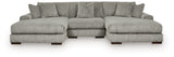 Lindyn Fog 3-Piece Sectional with Double Chaise (Online Special Price) - Ornate Home