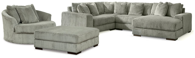 Lindyn Fog 4-Piece Sectional, Chair and Ottoman - Ornate Home