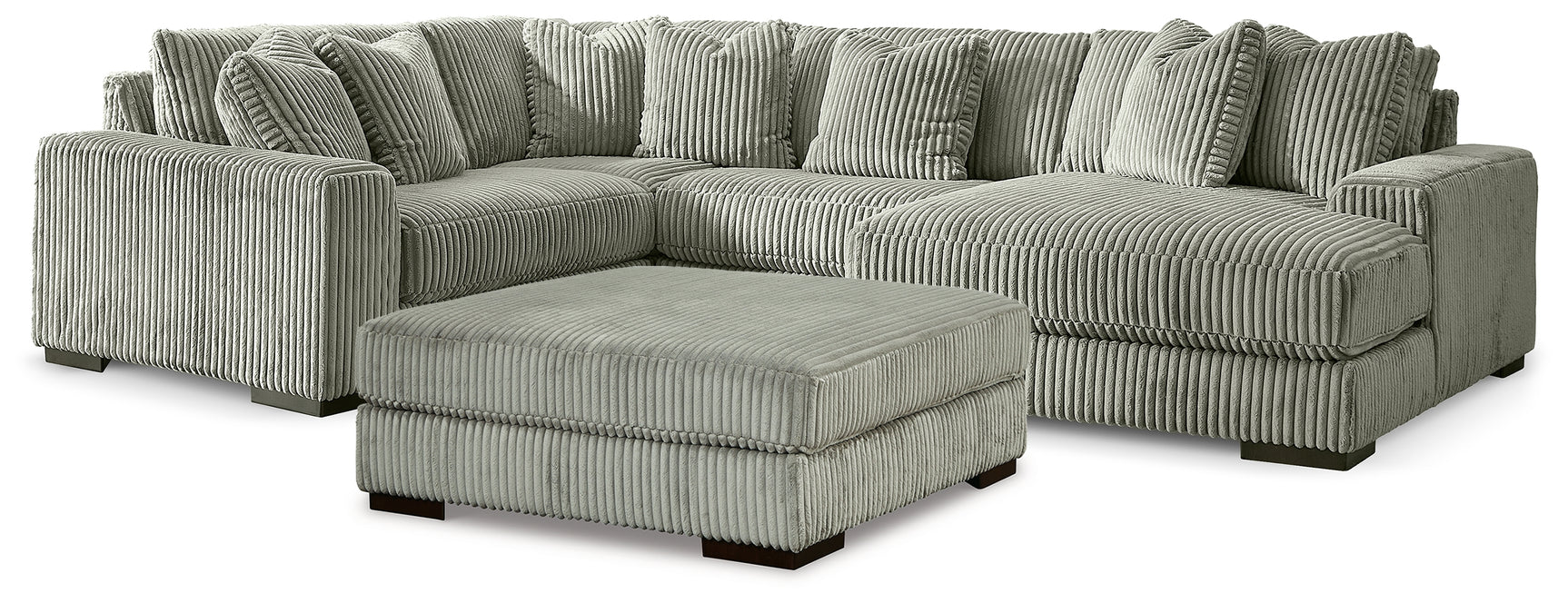 Lindyn Fog 4-Piece Sectional with Chaise and Oversized Accent Ottoman - Ornate Home