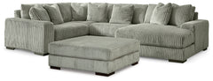 Lindyn Fog 4-Piece Sectional with Chaise and Oversized Accent Ottoman - Ornate Home