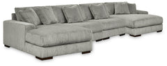 Lindyn Fog 4-Piece Sectional with Double Chaise - Ornate Home