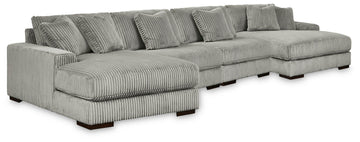 Lindyn Fog 4-Piece Sectional with Double Chaise - Ornate Home