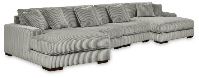 Lindyn Fog 4-Piece Sectional with Double Chaise - Ornate Home