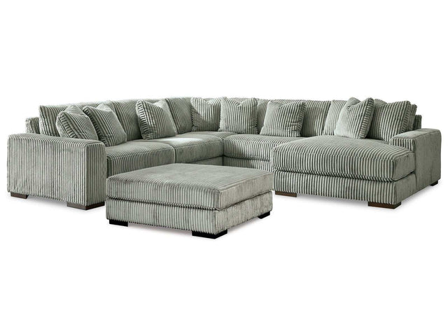 Lindyn Fog 5pc RAF Sectional + Oversized Ottoman (Online Special Price) - Ornate Home