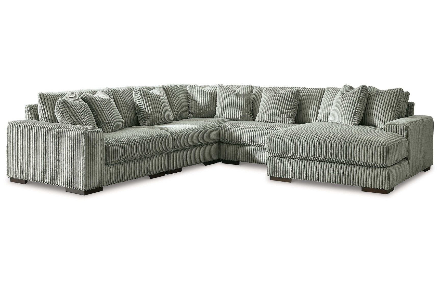 Lindyn Fog 5pc RAF Sectional + Oversized Ottoman (Online Special Price) - Ornate Home